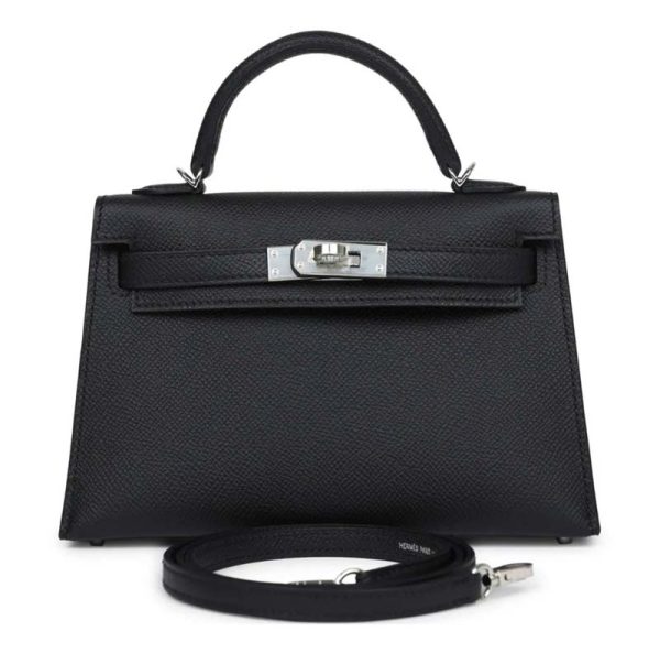 Hermès Kelly Sellier 20 Black Epsom Palladium Hardware