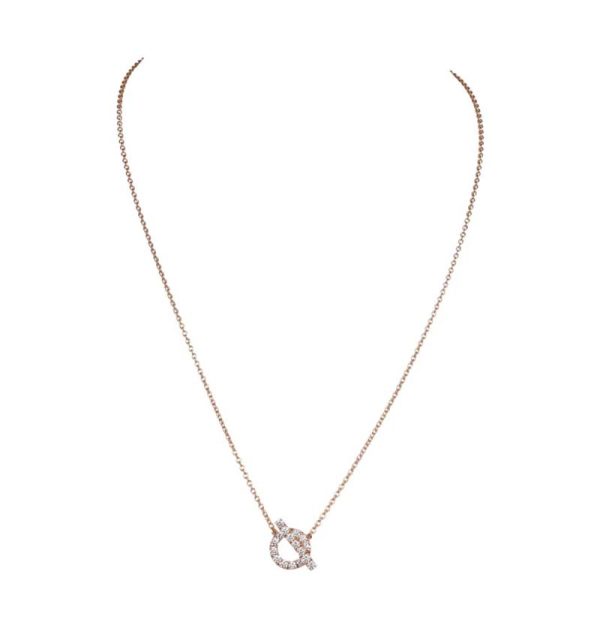 Hermès 18k Rose Gold San Coloris White Diamond Finesse Pendant Necklace