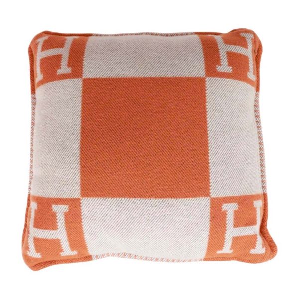 Hermès Avalon Ecru and Potiron Signature H Cushion PM