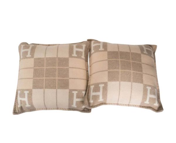 Hermès Avalon III Coco and Camomille Signature H Cushion PM Set of Two