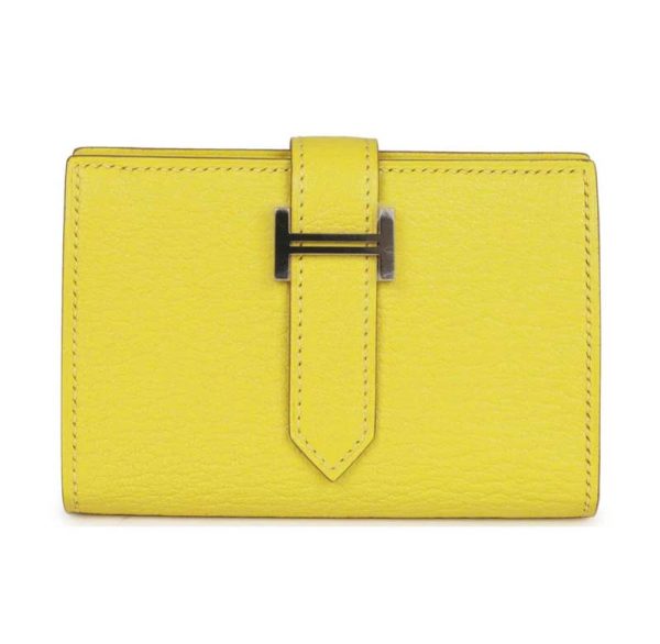 Hermès Bearn Mini Wallet Lime Chevre Mysore Palladium Hardware