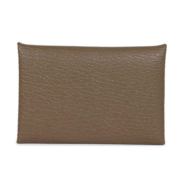 Hermès Calvi Card Holder Etoupe Chevre Palladium Hardware
