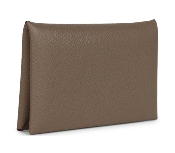 Hermès Calvi Card Holder Etoupe Epsom Palladium Hardware