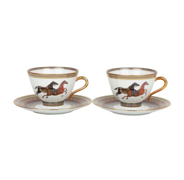 Hermès "Cheval D'Orient" Porcelain Tea Cup and Saucer Set