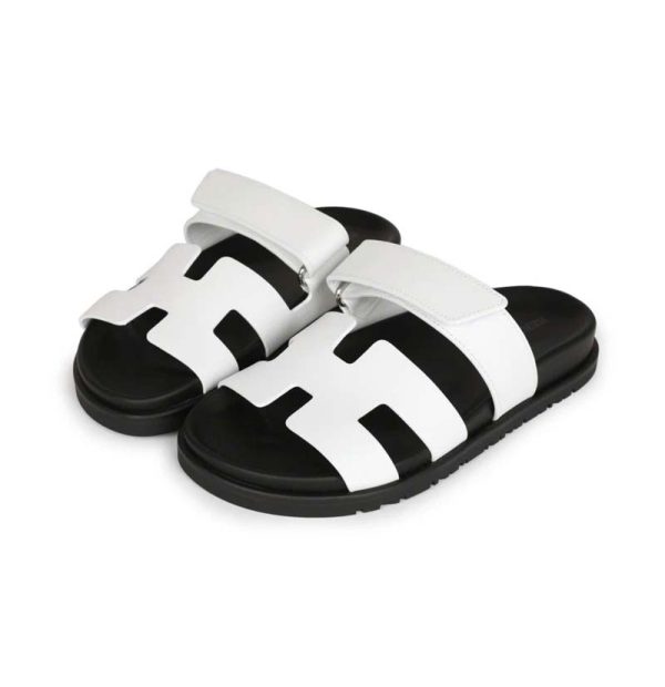 Hermès Chypre Sandals White Palladium Hardware 35.5 EU