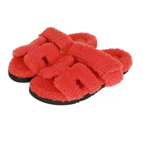 Hermès Chypre Techno Sandals Orange Woolskin 37.5