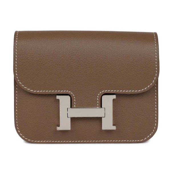 Hermès Constance Slim Wallet Etoupe Evercolor Palladium Hardware