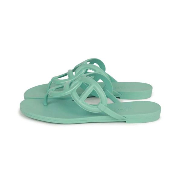 Hermès Egerie Sandals Vert Embrun Rubber 36