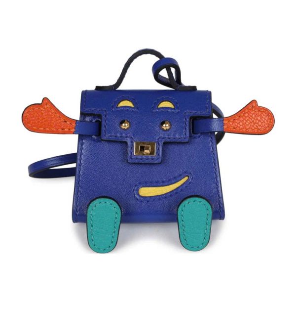 Hermès Kelly Doll Idole Bag Charm Bleu Electric, Feu, Jaune de Naples and Vert Verone TadelaktChevre Gold hardware