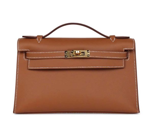 Hermès Kelly Pochette Gold Swift Gold Hardware