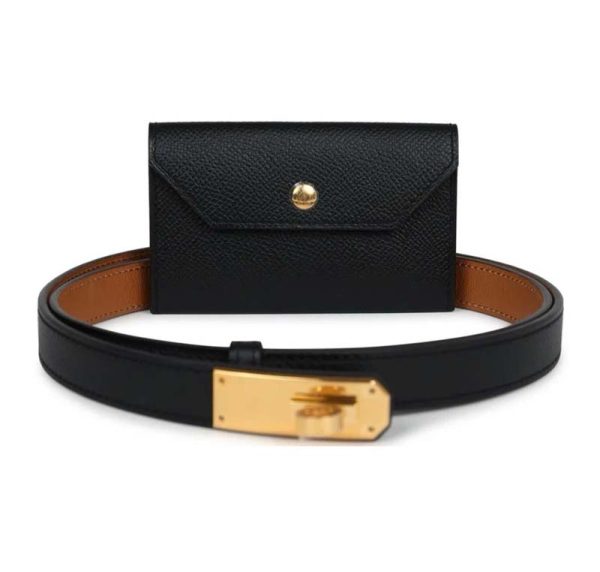 Hermès Kelly Pocket 18 Belt Black Epsom Gold Hardware