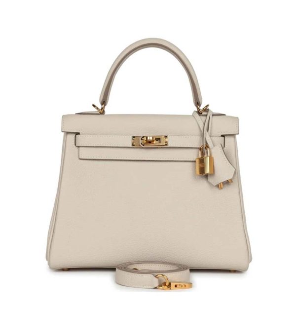 Hermès Kelly Retourne 25 Craie Togo Gold Hardware