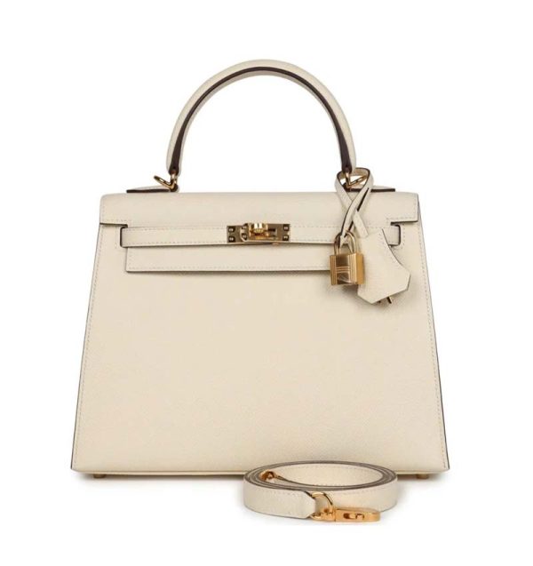 Hermès Kelly Sellier 25 Nata Epsom Gold Hardware