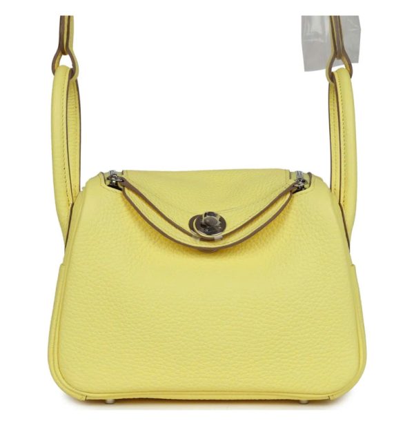 Hermès Mini Lindy Limoncello Clemence Palladium Hardware