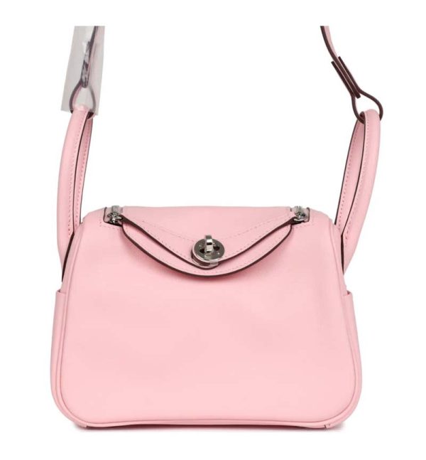 Hermès Mini Lindy Rose Sakura Swift Palladium Hardware