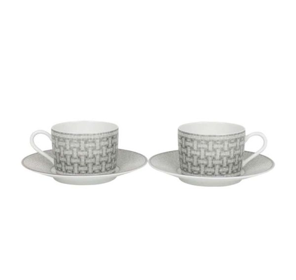 Hermès Mosaique Au 24 Porcelain Tea Cup and Saucer Set