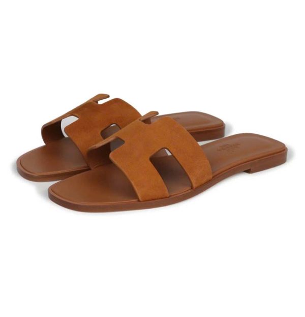 Hermès Oran Sandal Natural Suede Goatskin 37 EU