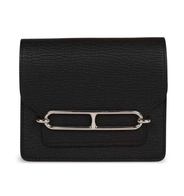 Hermès Roulis Slim Wallet Black Chevre Mysore Palladium Hardware